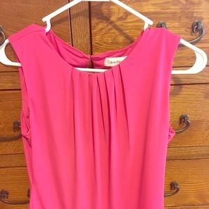 Pink Sleeveless Pleated Blouse